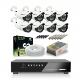 KIT 3 TUDO INSTALADO!!! - DVR 08 Canais Flex 1080n E 8 Câmeras Hd 720p